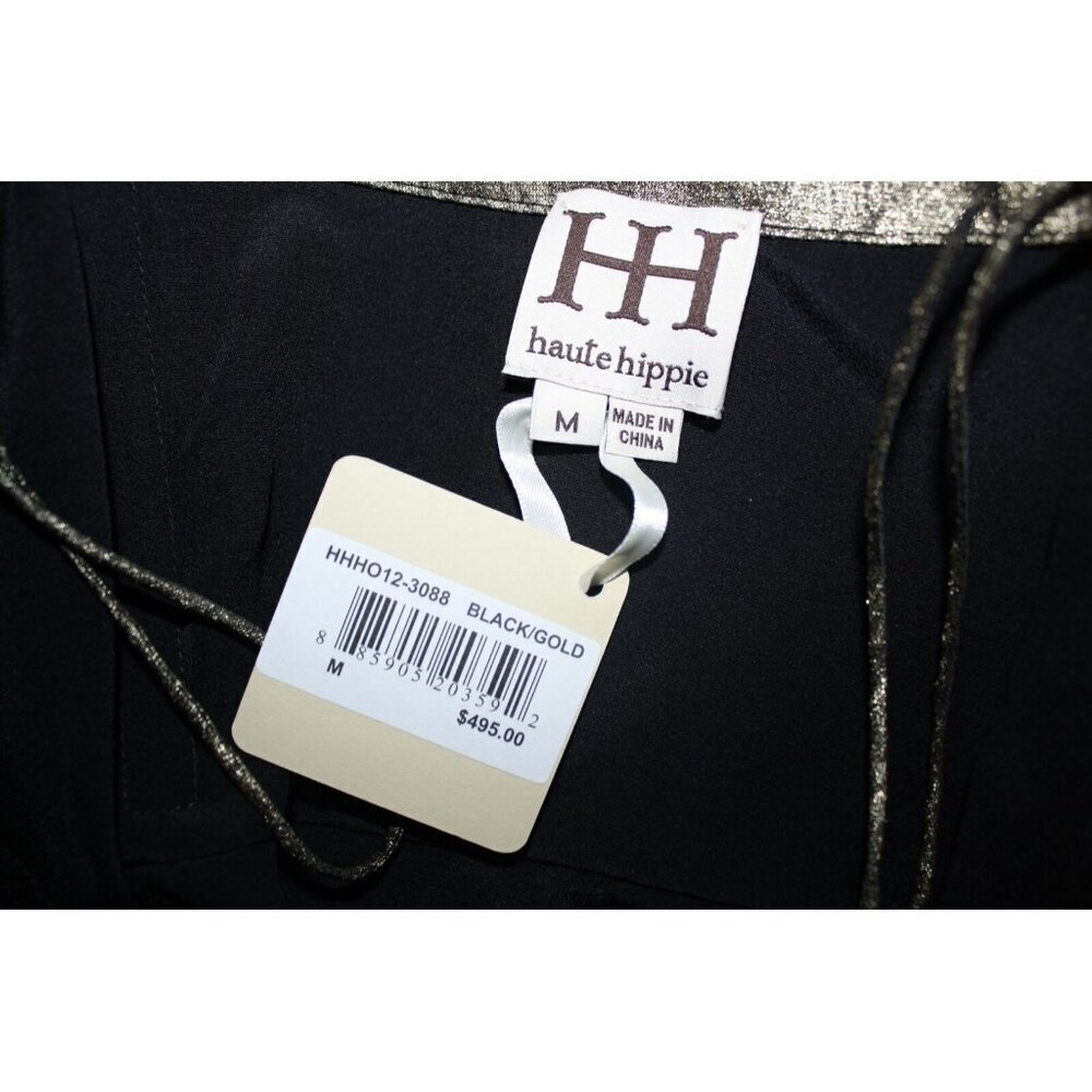 NWT Haute Hippie Metallic Gold & Black Twist Front Strapless Mini Dress M $495 - Picture 8 of 9